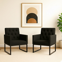 Ver imagem 2 de Kit 2 Poltronas Decorativas Reforçada Recepção Base Ferro Preto