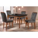 Ver imagem 1 de Conjunto: Mesa de Cozinha Londrina C/ Tampo Madeirado C/ Vidro Canto Reto 120x80cm e 4 Cadeiras
