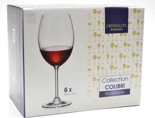 Conjunto 6 Taças Cristal Bohemia Colibri Vinho Tinto 580Ml - 1