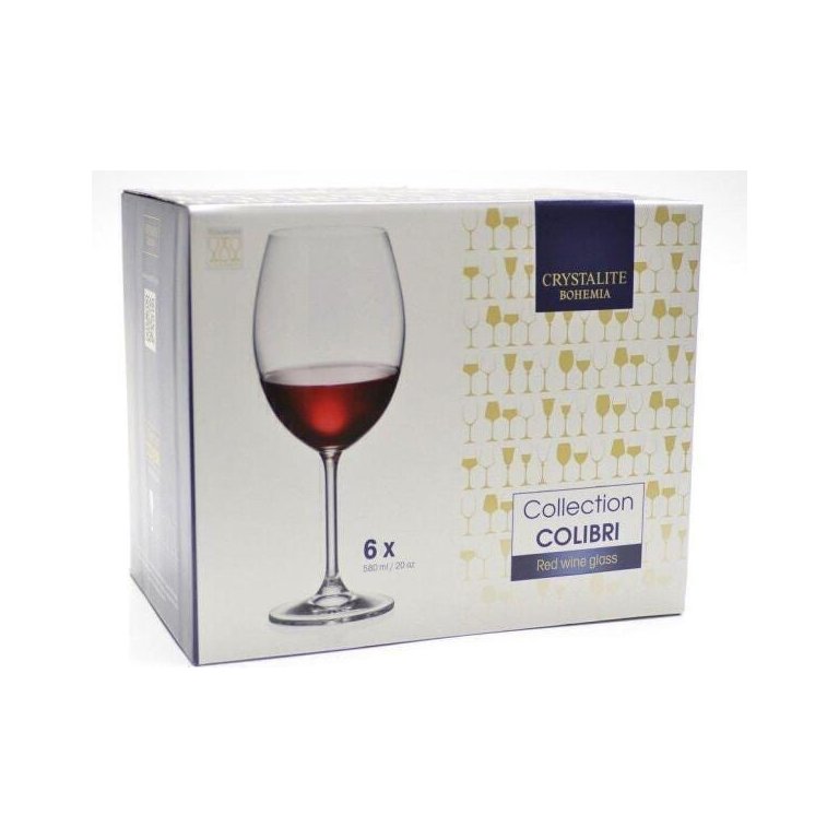 Conjunto 6 Taças Cristal Bohemia Colibri Vinho Tinto 580Ml