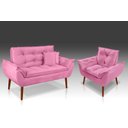 Ver imagem 1 de Kit 01 Poltrona + 01 Namoradeira Opala + 02 Almofadas Suede Rose-RV DECORA