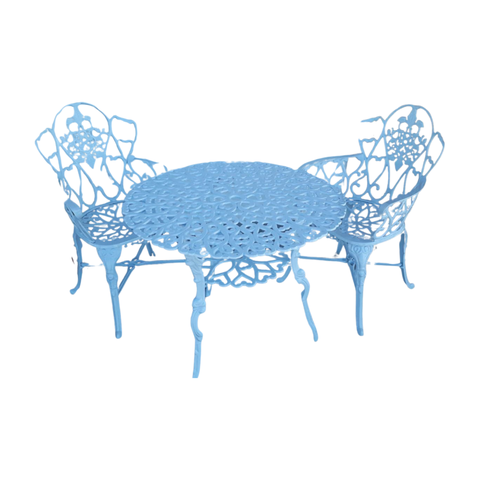 Conjunto de Mesa para Jardim Floral com 2 Poltronas e Mesa Alta em Alumínio Fundido Unifer Móveis