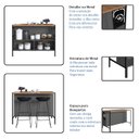Ver imagem 7 de Mesa Bancada Ilha Gourmet 127cm P1034 Grafite Mell Pp Milani Store