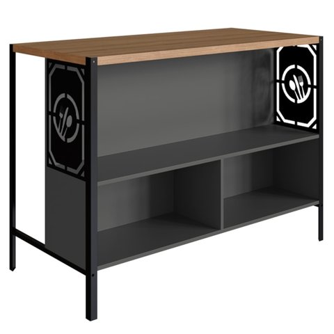 Mesa Bancada Ilha Gourmet 127cm P1034 Grafite Mell Pp Milani Store