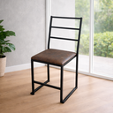 Ver imagem 1 de Cadeira Empilhável Moderna Reforçada Industrial Preta Assento Estofado Marrom