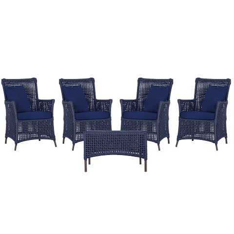 4 Poltronas e 1 Mesa Igapó em Alumínio Pintura Marrom Corda Náutica Estofado 10