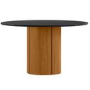 Ver imagem 3 de Mesa Redonda Tampo de Vidro Verbena 135cm Ypê Preto N01 com 6 Cadeiras Nadja Linho Cru - Lyam Decor