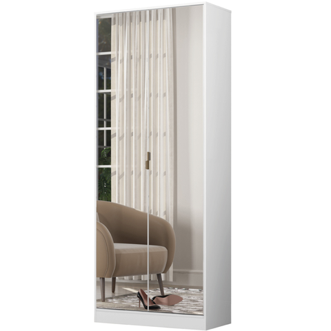 Sapateira Armário Multiuso com Espelho 2 Portas Prestige Branco