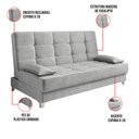 Ver imagem 4 de Sofá Cama Equador 193 cm Encosto Reclinável Veludo Pés Plástico Cromado - D’Rossi Cinza