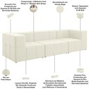 Ver imagem 4 de Sofá 3 Lugares para Sala Living Modular 264cm Lancaster F04 Veludo Bege - Lyam Decor