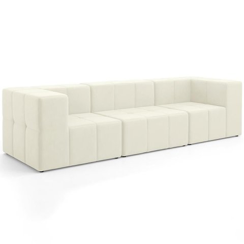 Sofá 3 Lugares para Sala Living Modular 264cm Lancaster F04 Veludo Bege - Lyam Decor