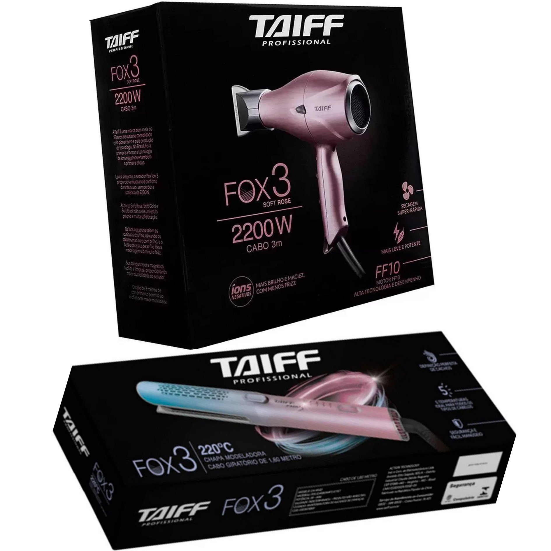 Taiff Secador De Cabelo Fox Ion3 Rose Profissional 2200w