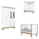 Ver imagem 2 de Conjunto Quarto de Bebê Completo Berço Mini Cama 3 em 1 + Cômoda + Guarda Roupa Branco/Jequitibá HP Confete
