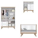 Ver imagem 4 de Conjunto para Quarto de Bebê Completo Berço, Guarda-Roupas e Cômoda Branco e Jequitibá Retrô Confete