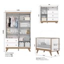 Ver imagem 3 de Conjunto Quarto de Bebê Completo Berço Mini Cama 3 em 1 + Cômoda + Guarda Roupa Branco/Jequitibá HP Confete