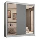 Ver imagem 3 de Guarda-roupa Casal 3 Portas de Correr com Espelhos 4 Gavetas Branco/cinza Sublime Plus Madesa