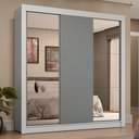 Ver imagem 1 de Guarda-roupa Casal 3 Portas de Correr com Espelhos 4 Gavetas Branco/cinza Sublime Plus Madesa