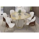 Ver imagem 7 de Mesa de Sala Jantar Tokyo C/ Tampo Madeirado C/ Vidro Orgânico 136x136cm Off White/off White - Dj M