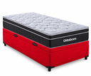 Ver imagem 1 de Cama Box Baú Solteiro Suede Vermelho + Colchão Ortobom Elegant Superpock