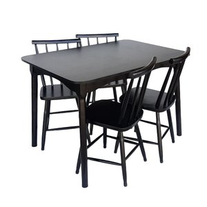 Jogo de Jantar Colonial Brisa Mesa 110x80 Cm + 04 Cadeiras Preta Rustico