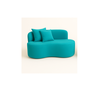 Sofá  Decorativo Curvo Orgânico Nature Gaia Veludo Azul Turquesa - Montanaris Decor - 1