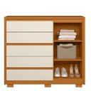 Ver imagem 5 de Guarda Roupa Casal Mercure 6 Portas e Cômoda Sapateira Duetto 01 Porta e 05 Gavetas Cinamomo Off