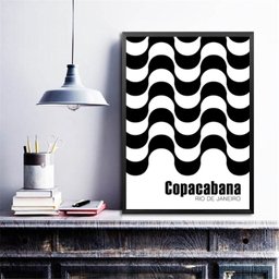 Quadro Poster Calçada de Copacabana 33x24cm - com Vidro:madeira Branca - 2