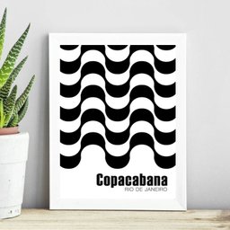Quadro Poster Calçada de Copacabana 33x24cm - com Vidro:madeira Branca - 1