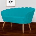 Ver imagem 4 de Namoradeira Decorativa Pétala Suede Azul Tifany Pés Madeira Mz Decor