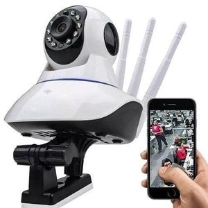 Câmera IP sem Fio 360° 3 Antenas HD Wifi Rj45 Visão Noturna Alarme - Luatek