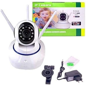Câmera IP sem Fio 360° 3 Antenas HD Wifi Rj45 Visão Noturna Alarme - Luatek