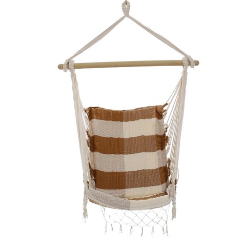 Rede Cadeira Balanço Xadrez Caramelo Off White