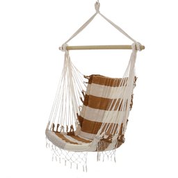 Rede Cadeira Balanço Xadrez Caramelo Off White - 3