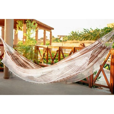 Rede de Dormir Jaguaruana Casal Xadrez Caramelo Off white