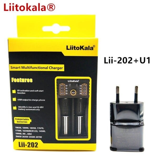 Carregador Baterias Liitokala Lii-202 com Fonte 5v 2a