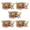 Ver imagem 1 de Kit 5 Conjuntos Dobráves 120x70 com 6 Cadeiras Preto/Mel - Mb Móveis