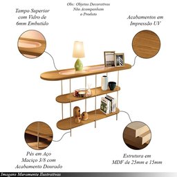 Conjunto Infinity Aparador e 2 Mesas Centro Sky Tampo Mdf/vidro Cinamomo G26 - Hb Móveis - 3