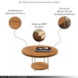 Conjunto Infinity Aparador e 2 Mesas Centro Sky Tampo Mdf/vidro Cinamomo G26 - Hb Móveis - 5