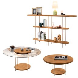 Conjunto Infinity Aparador e 2 Mesas Centro Sky Tampo Mdf/vidro Cinamomo G26 - Hb Móveis - 2