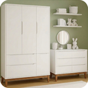 Ver imagem 4 de Quarto de Bebê Berço Evolution + Guarda Roupa 3 Portas + Cômoda Sapateira Elfe Branco Fosco