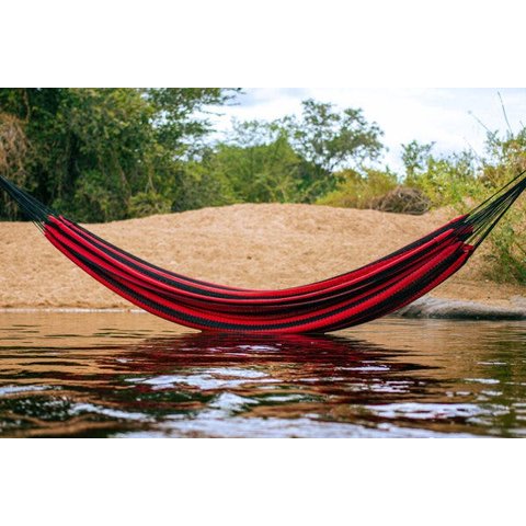 Rede de Dormir Amazona Camping Vermelha com Preto