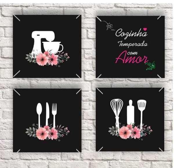 Quadros para cozinha kit com 4 unidades de 30x21cm cada - 1