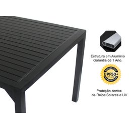 Mesa Retangular Haiti com Tampo Ripado em Alumínio para Cozinha, Edícula, Área - Preto - 2