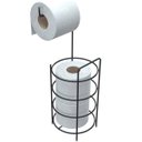 Ver imagem 1 de Porta Papel Higiênico de Chão em Aço Preto Banheiro Lavabo 3 Rolos Stolf