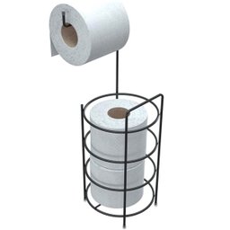 Porta Papel Higiênico de Chão em Aço Preto Banheiro Lavabo 3 Rolos Stolf - 1