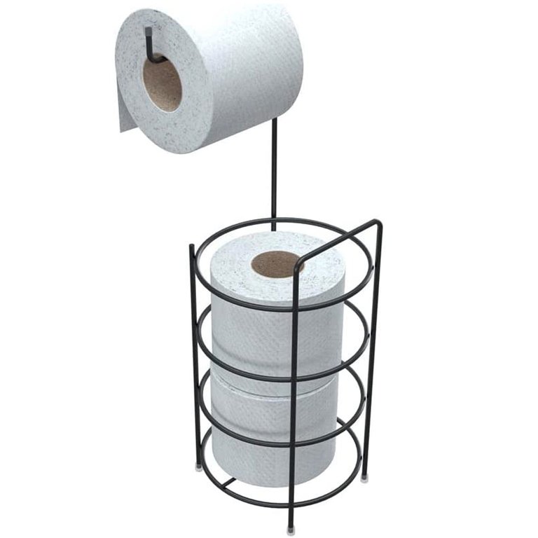 Porta Papel Higiênico de Chão em Aço Preto Banheiro Lavabo 3 Rolos Stolf Porta Papel Higiênico de Chão em Aço Preto Banheiro Lavabo 3 Rolos Stolf