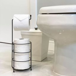 Porta Papel Higiênico de Chão em Aço Preto Banheiro Lavabo 3 Rolos Stolf - 2