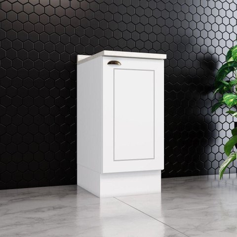 Balcão Americana 1 Porta MDF 40cm Branco com Tampo Móveis Henn