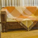 Ver imagem 1 de Manta Xale Trançado Off White com Laranja