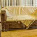 Ver imagem 1 de Manta Xale Xadrez Trançada Algodão Off White